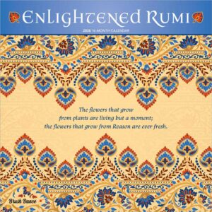 Enlightened Rumi | 2026 12 x 24 Inch (Hanging) Monthly Square Wall Calendar | Plastic-Free | Brush Dance | Traditional Art Poetry