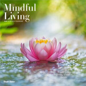 Mindful Living | 2026 12 x 24 Inch (Hanging) Monthly Square Wall Calendar | Plastic-Free | Brush Dance | Art Quotes Photography Inspiration